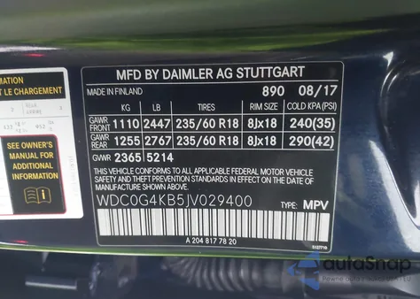 2018 Mercedes-Benz Glc 300 4Matic из США, поврежденный, VIN WDC0G4KB5JV029400